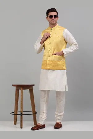 Jompers Mandarin Collar Regular Kurta & Churidhar With Nehru Jacket