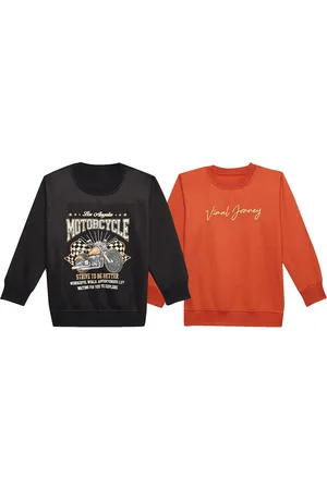 VIMAL JONNEY Kids Pack Of 2 Typography Printed Cotton Fleece Pullover