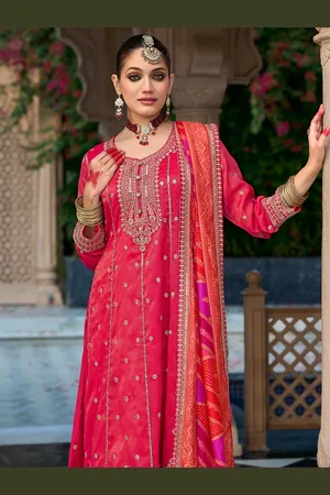 Indo Era Ethnic Motifs Embroidered Sequinned Anarkali Kurta with Trouser & Dupatta