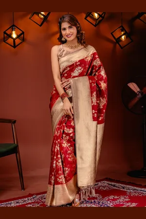 Mimosa Floral Zari Art Silk Kanjeevaram Saree