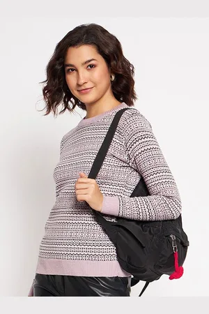 CLAPTON Women Striped Woollen Pullover Sweaters