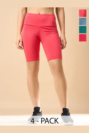 Color Capital Women Pack Of 4High Rise Antimicrobial Above-Knee Gym Tights