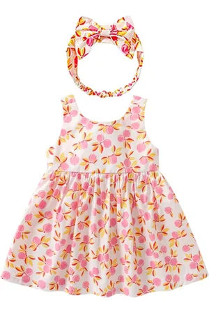 Stylecast Girls Floral Printed Sleeveless Fit & Flare Cotton Dress