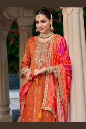 Indo Era Ethnic Motifs Embroidered Sequinned Anarkali Kurta with Trouser & Dupatta