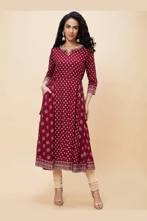 Globus Ethnic Motifs Printed Thread Work Detail Kurta