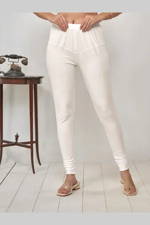Lyra Women White Solid Churidar Length Leggings