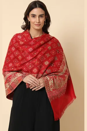 HERE&NOW Maroon Kaani Woven Design Shawl