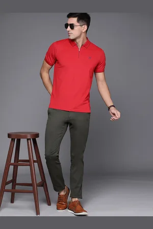 Louis Philippe Men Red Polo Collar T-shirt