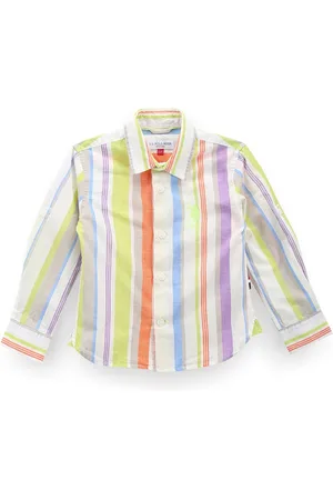 Ralph Lauren Boys Classic Fit Striped Printed Roll-Up Sleeves Casual Shirt