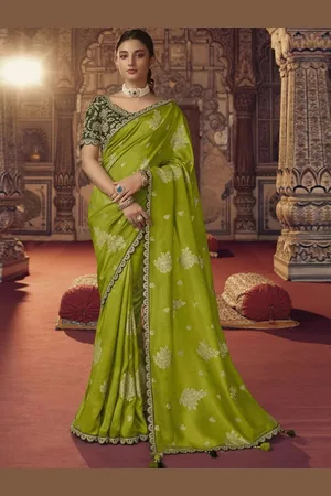 Trendmalls Woven Design Sequinned Pure Silk Saree