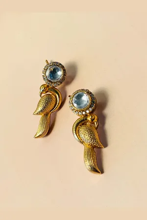 ABDESIGNS Gold Plated Classic Kundan Drop Earrings