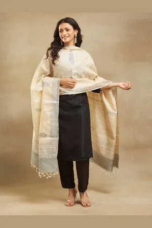Fabindia Floral Block Printed Silk Dupatta