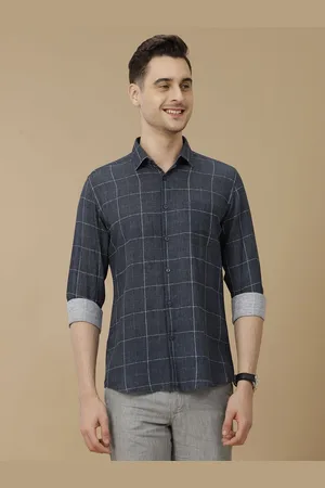 Linen Club Men Contemporary Slim Fit Spread Collar Checked Casual Shirt