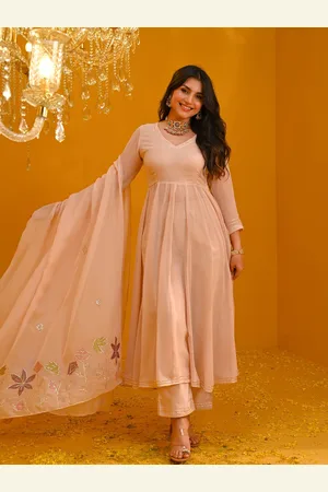 Bunaai Gotta Patti Georgette Empire Anarkali Kurta With Trouser & Dupatta