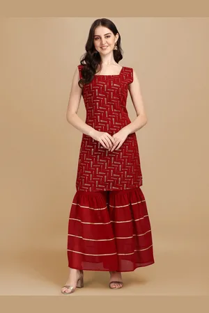 GUFRINA Printed Square Neck Kurta with Sharara