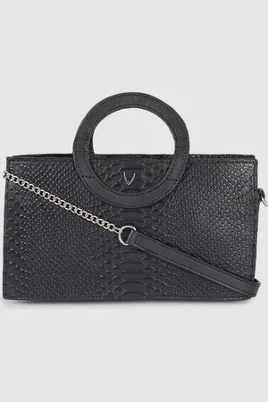 Hidesign Women Navy Blue Animal Textured Leather Structured Handheld Bag