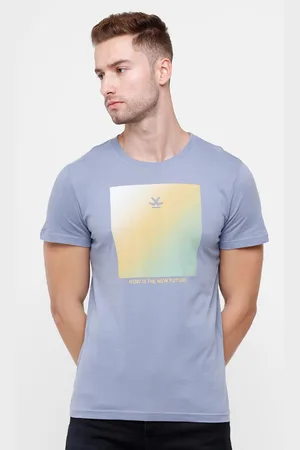 WROGN Men Grey Printed Slim Fit Cotton T-shirt