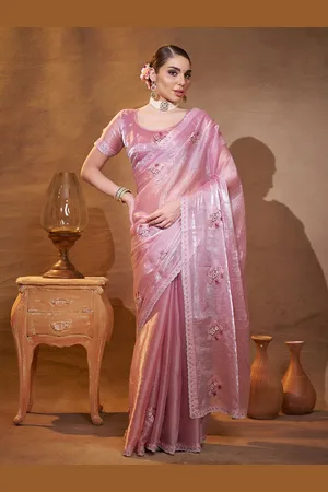 Kalista Ethnic Motifs Beads and Stones Organza Saree