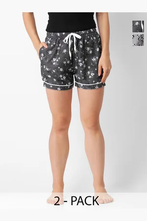 FashionRack Women Pack of 2 Printed Mid-Rise Lounge Shorts