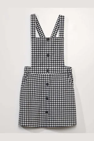KIABI Girls Cotton Checked Pinafore Dress