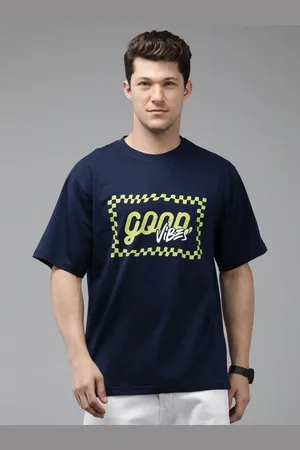 Provogue Men Typography Printed Applique Boxy T-shirt