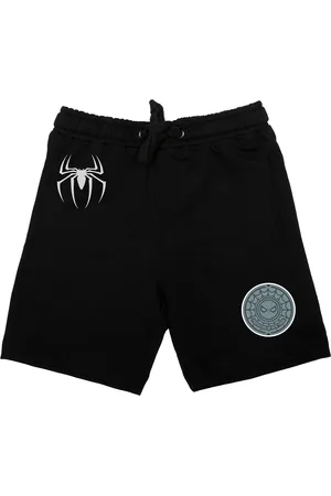 Wear Your Mind Boys Black Spiderman Printed Regular Fit Regular Shorts