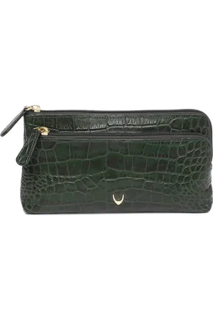 Hidesign Women Green Textured Zip Around Leather Wallet