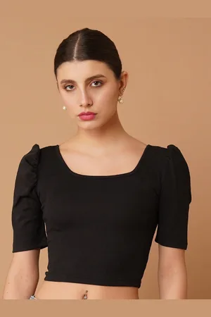 Chemistry Puff Sleeve Crepe Crop Top