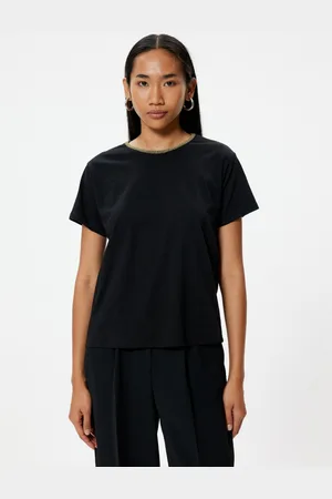 Koton Women Solid Round Neck Cotton T-Shirt