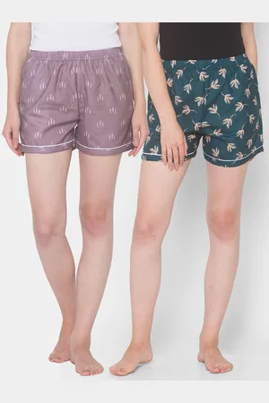 FashionRack Women Pack of 2 Printed Cotton Lounge Shorts