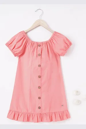 Ed-a-Mamma Girls Puff Sleeves Cotton A-Line Dress