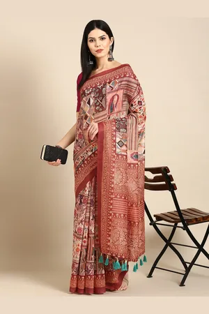 Tasarika Ajrak Printed Chanderi Saree