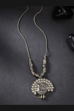Anouk Women Gold-Plated Peacock Design Pendant with Chain