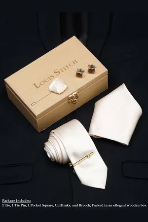 LOUIS STITCH Men Italian Silk Necktie Accessories Gift Set
