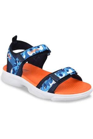 Campus Kids Navy Blue & Orange Printed Sports Sandals