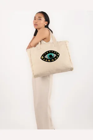 earthbags Evil Eye Fringe Tote Bag