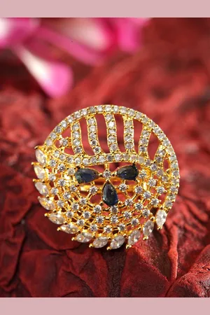 Anouk Gold Plated American Diamond Stone Studded Finger Ring