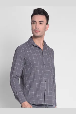 Crimsoune Club Slim Fit Windowpane Checked Cotton Casual Shirt