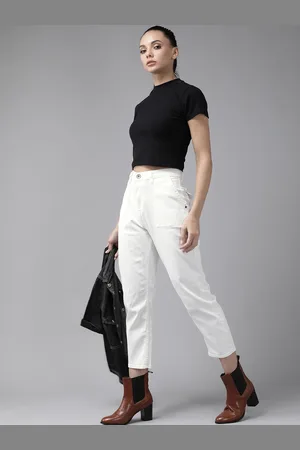 Roadster Women White Straight Fit Stretchable Jeans