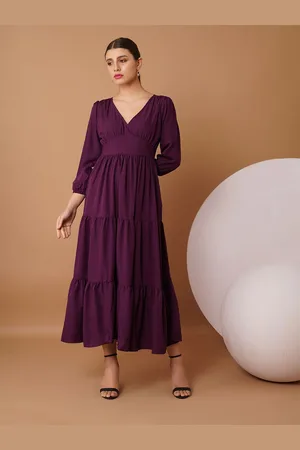 Chemistry Puff Sleeve Crepe A-Line Maxi Dress