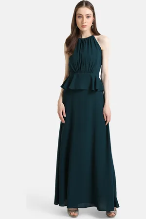 Kazo Green Halter Neck Peplum Maxi Dress