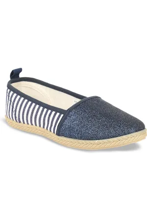 Bubblegummers Girls Blue Striped Fabric Ballerinas