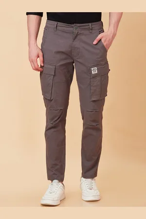 Being Human Men Mid-Rise Plain Cotton Slim Fit Cargos Trouser