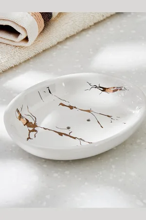 Home Centre White Aubree Vince Ceramic Soap Dish