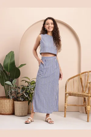 Mast & Harbour Self-Design Geometric Top With Skirt Co-Ord Set