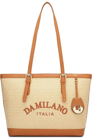 Da Milano Women Brand Logo Printed Leather Shopper Shoulder Bag