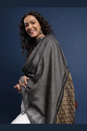 Taavi Self Design Woven Design Pure Cotton Tasselled Border Dupatta