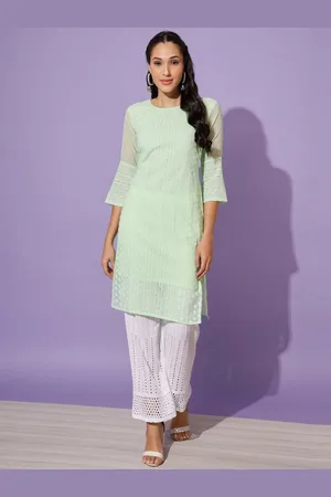 GUFRINA Floral Embroidered Chikankari Kurta With Palazzos