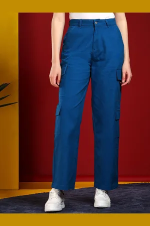 KOTTY Women Straight Fit High-Rise Stretchable Cargo Jeans