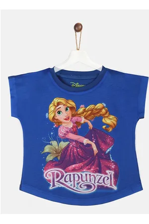 YK Girls Blue Princess Rapunzel Print T-shirt